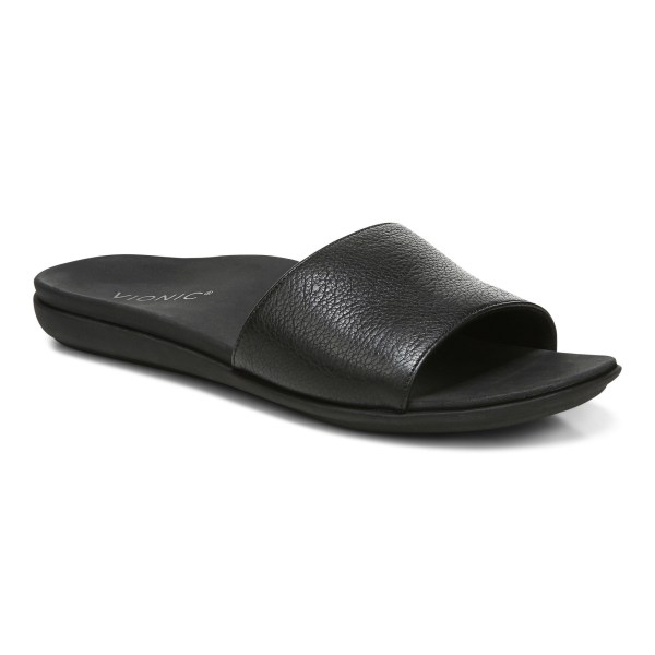 Vionic Sandals Ireland - Val Slide Sandal Black - Womens Shoes In Store | DQFSK-6078